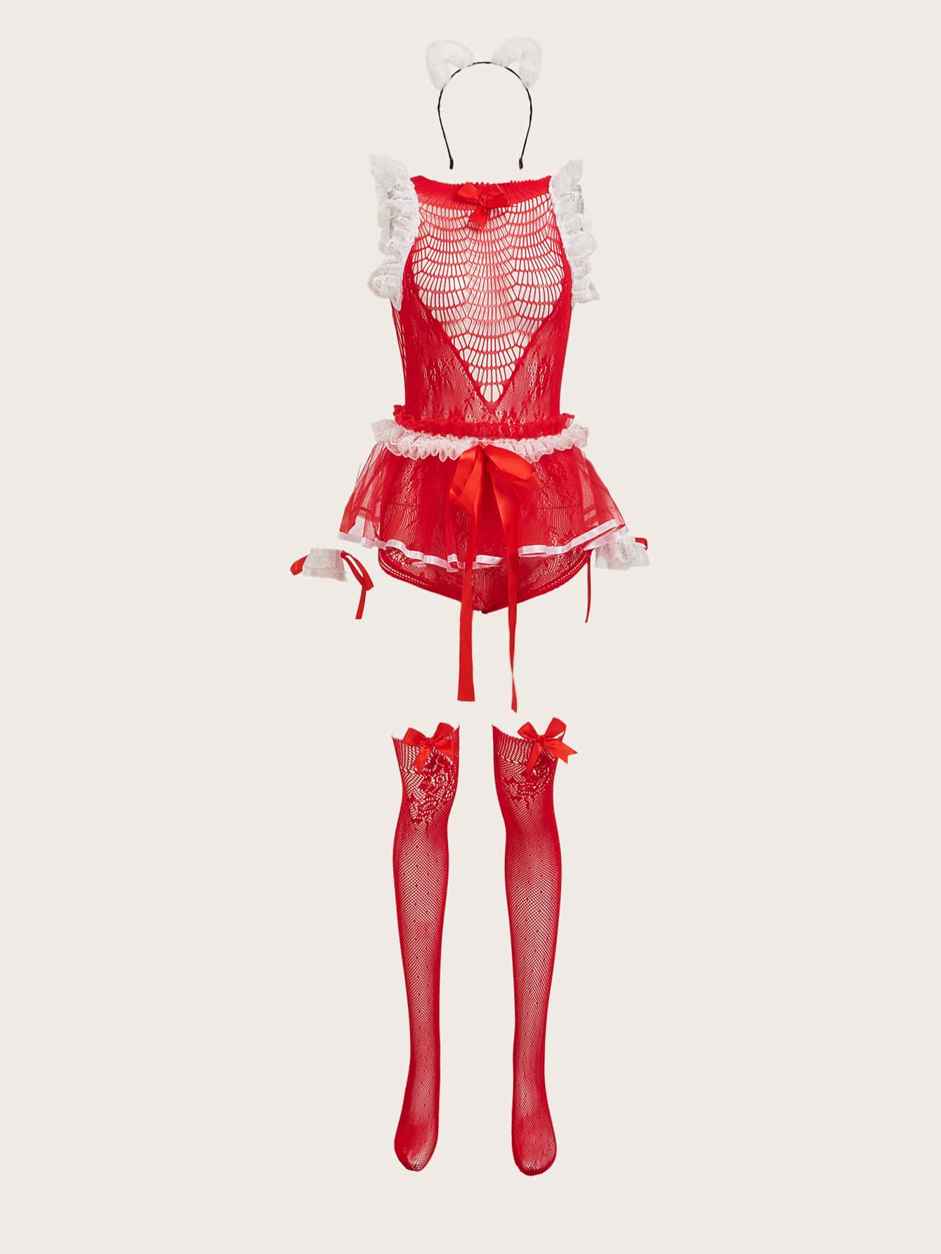 Christmas Costume Sexy Underwear Bunny Uniform Seductive Sexy Red Teddy